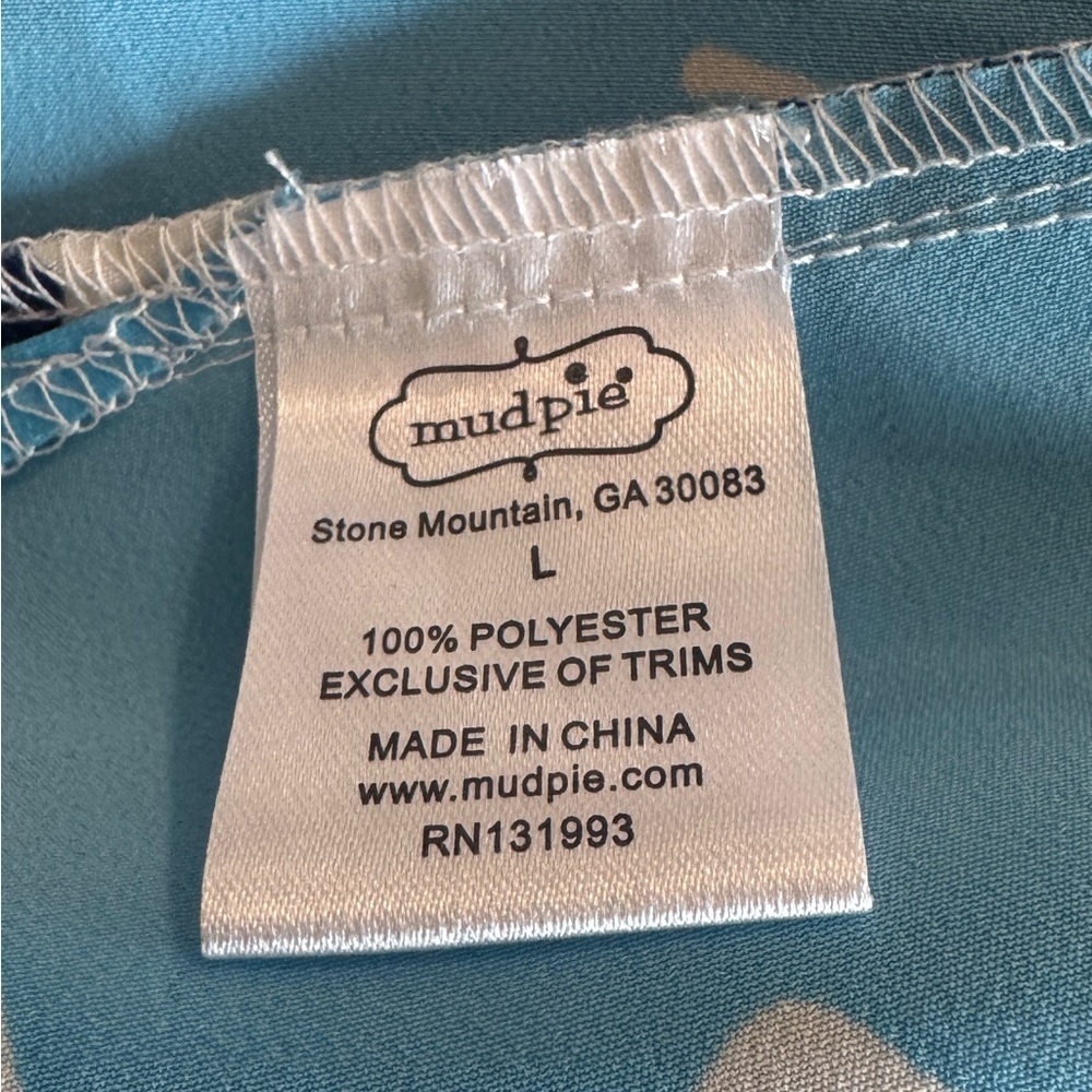 Mud Pie Light Blue/navy floral sleeveless dress. Slits on side.keyhole back Sz L - Picture 9 of 9